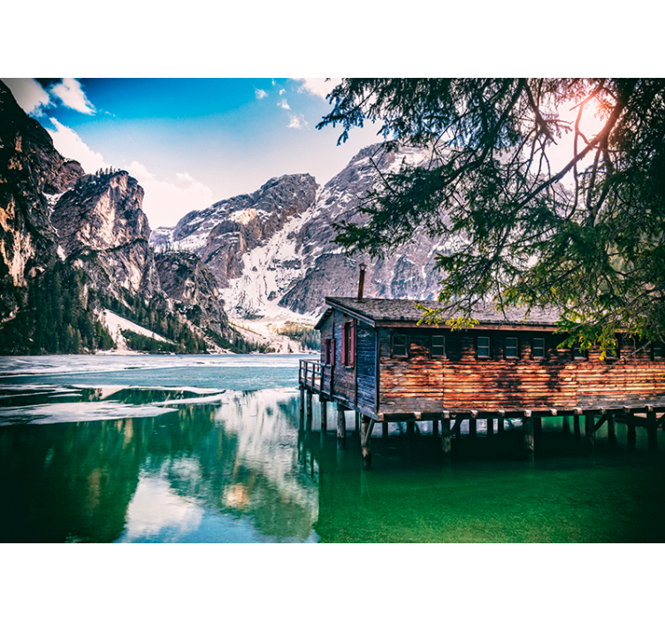 Fotomurais de paisagens Braies lake - TenStickers