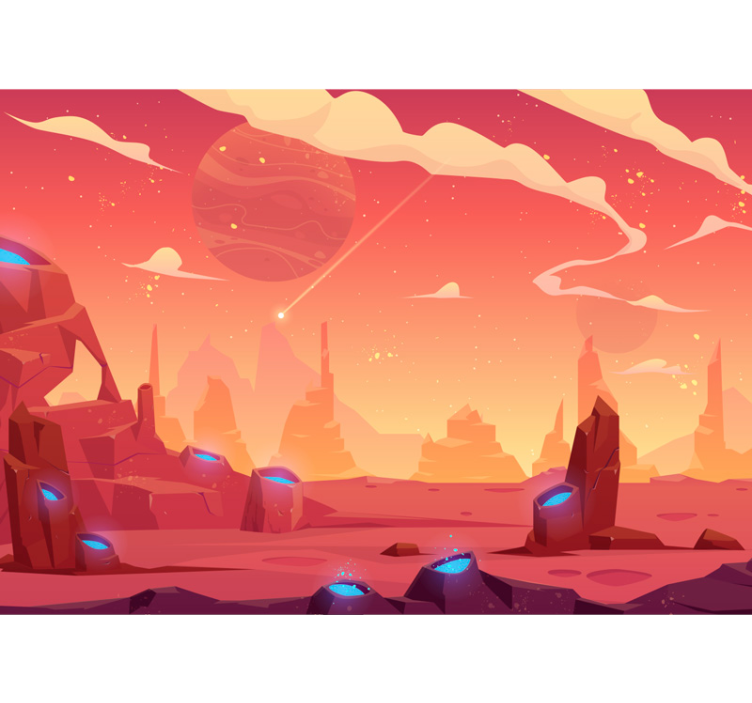 Mural de parede infantil Visita ao espaço - TenStickers