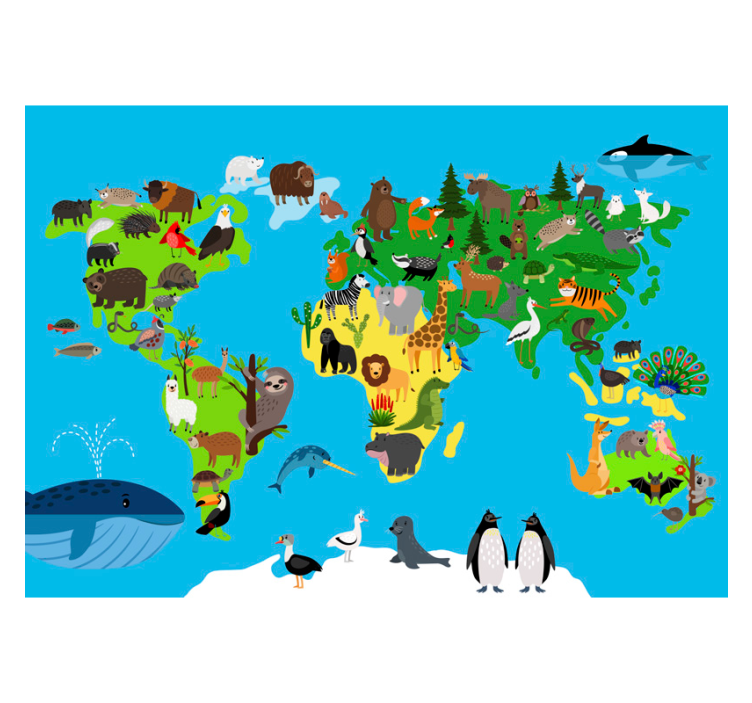 Mural de parede infantil do mundo dos animais - TenStickers