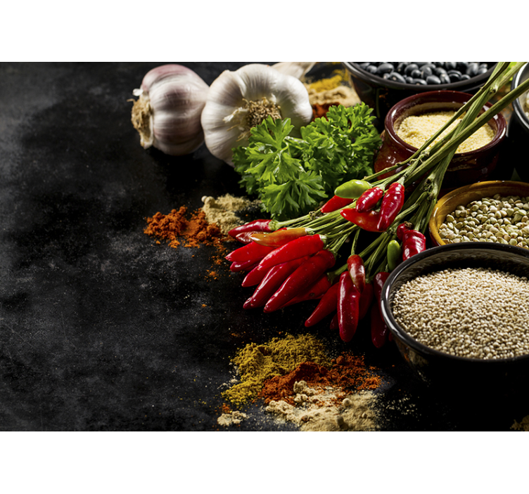 Mural de parede cozinha exposição de especiarias culinárias - TenStickers