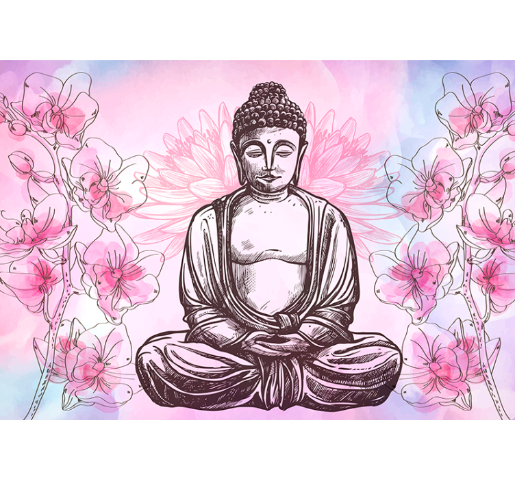 Murais de Parede Buda cercado por orquídeas - TenStickers