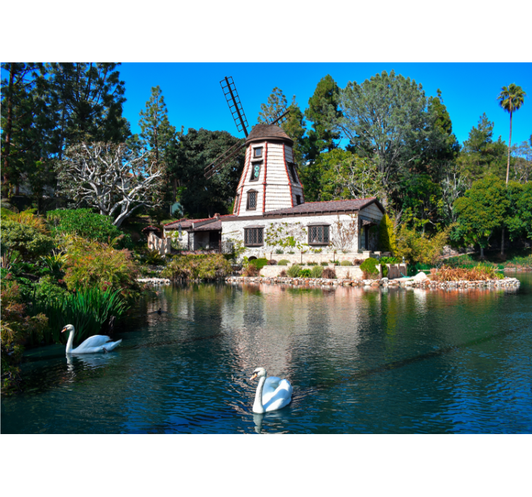 Fotomurais de paisagens retiro encantador em moinho de vento - TenStickers