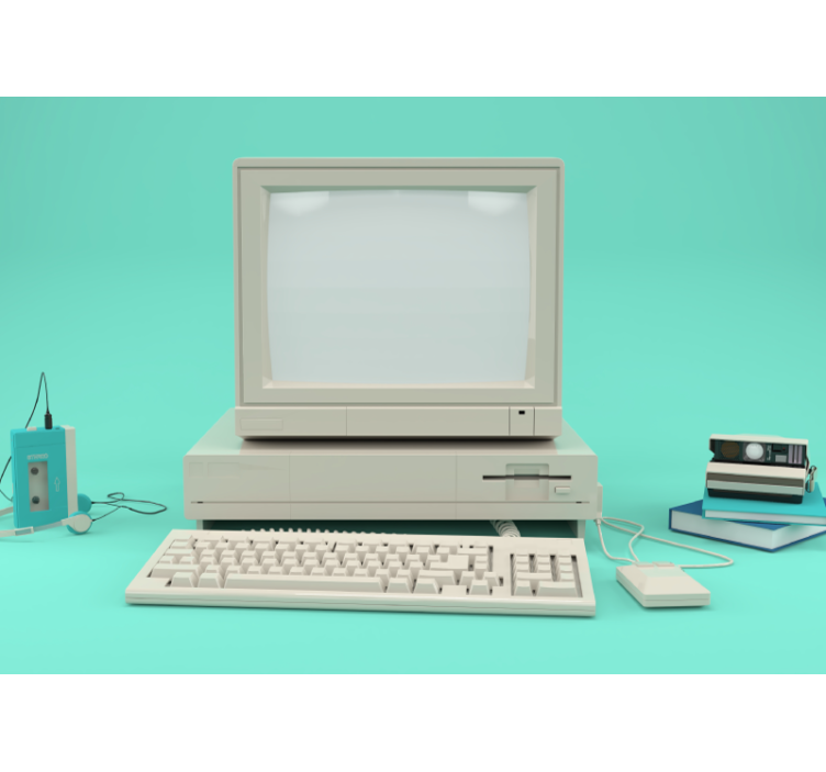 fotomural de parede vintage de pc antigo - TenStickers