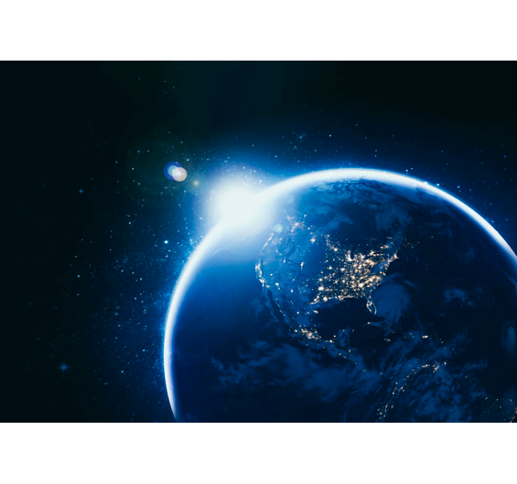 Murais de Parede 3D Terra vista do espaço com erupção solar - TenStickers