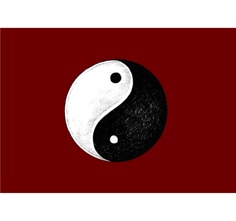 Yin yang com fundo vermelho zen fotomural de parede - TenStickers