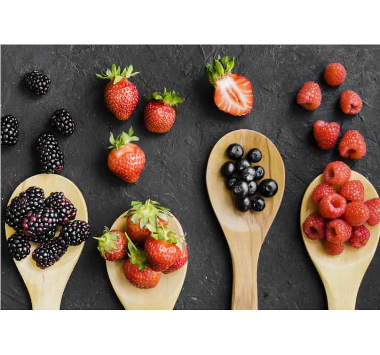 fotomural de parede colher de cozinha com frutas - TenStickers