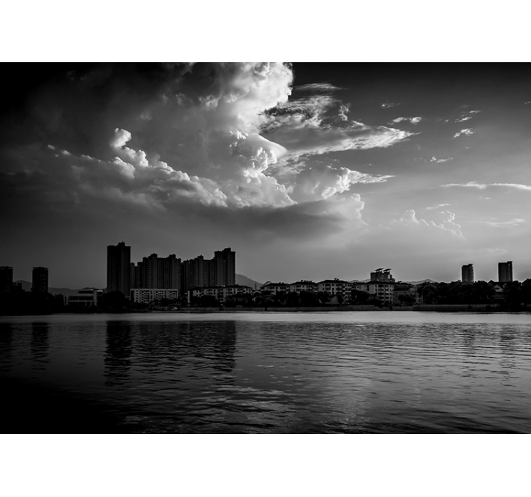 Fotomurais cidades e países horizonte de reflexão urbana - TenStickers