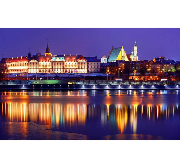Fotomurais de paisagens Varsóvia durante a noite - TenStickers
