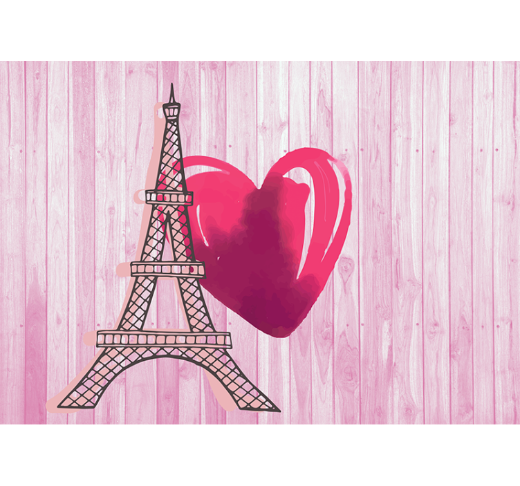 Fotomurais cidades e países Torre eiffel com coração rosa - TenStickers