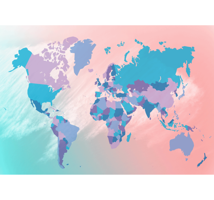 fotomural de mapa político mundial em tons pastel - TenStickers