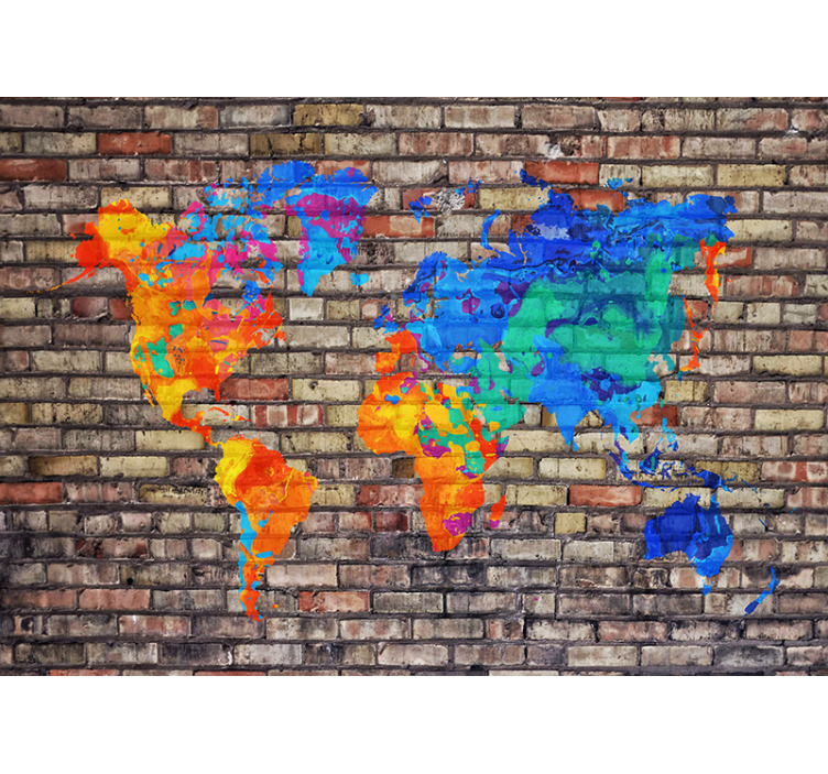 Mural de parede mapa mundial mapa geográfico colorido - TenStickers