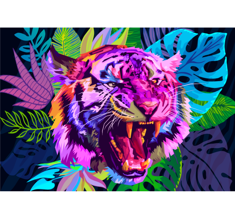 Murais de Parede 3D Tigre 3d na galáxia - TenStickers