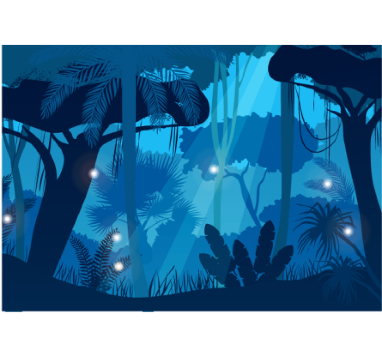 Fotomurais de paisagens Cartoon floresta azul - TenStickers