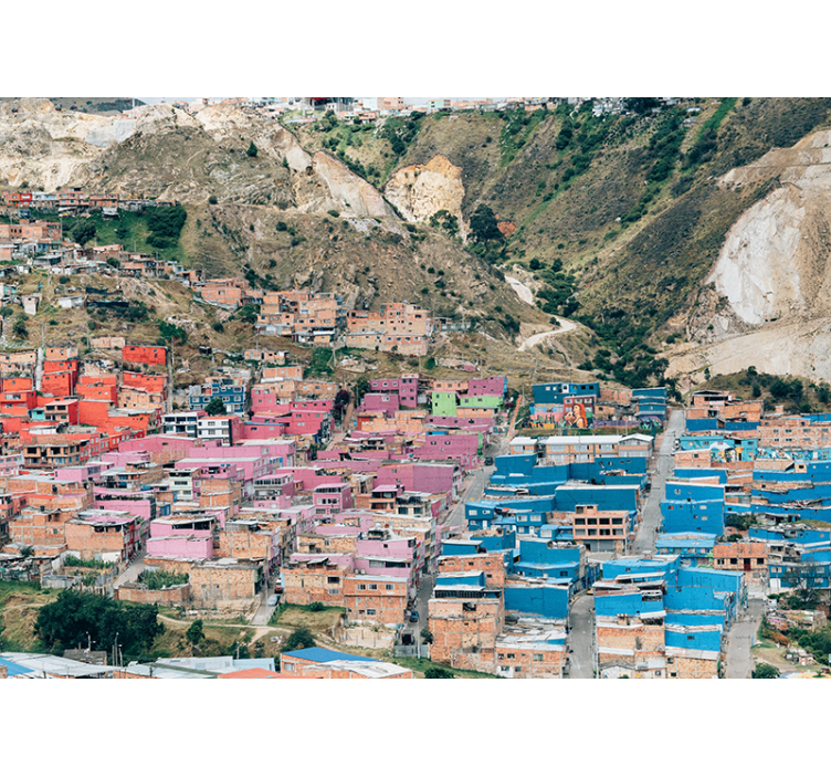 Fotomurais cidades e países casas coloridas nas encostas - TenStickers