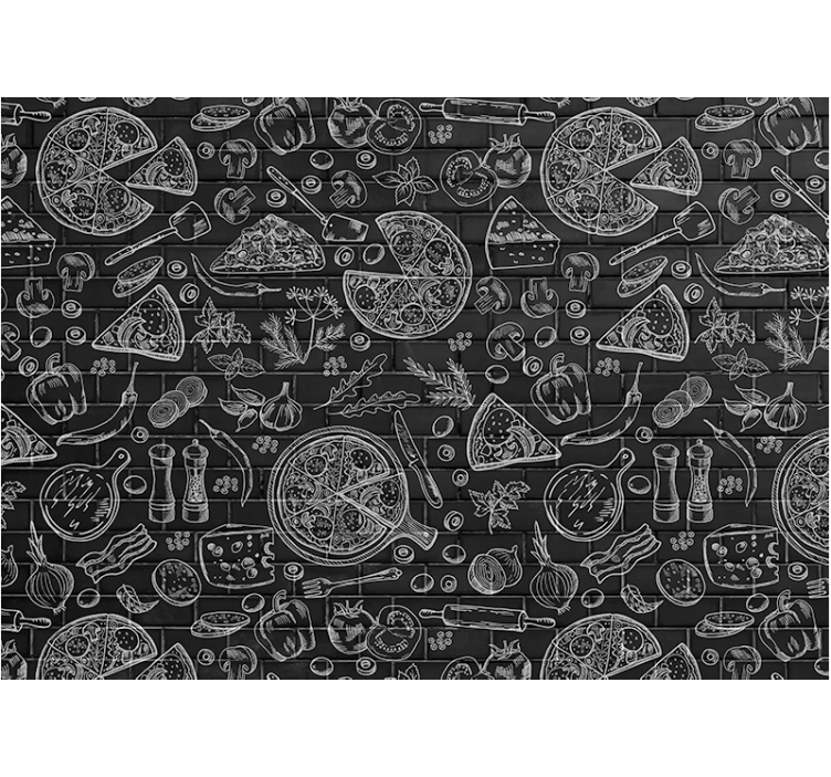 Símbolos e textos de restaurante fotomural de parede de  - TenStickers