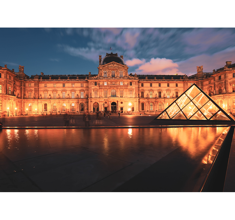 Fotomurais cidades e países pirâmide do louvre à noite - TenStickers