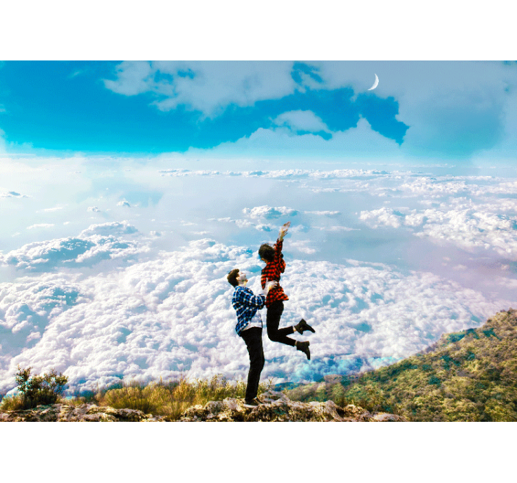 Mural de parede amor abraço alegre acima das nuvens - TenStickers