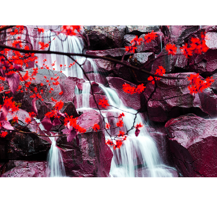 Mural de parede cascatas cachoeiras em cascata com flores - TenStickers