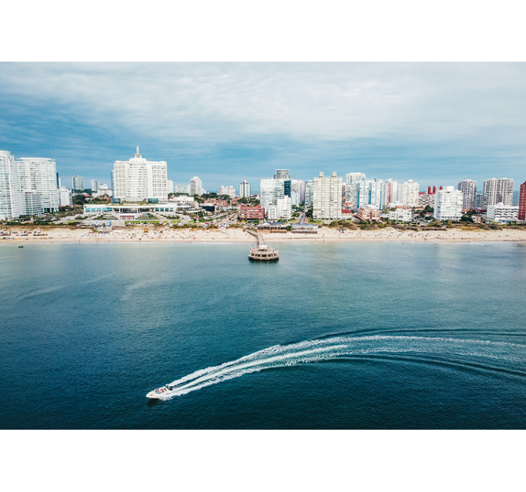 Fotomurais cidades e países vista da cidade costeira - TenStickers