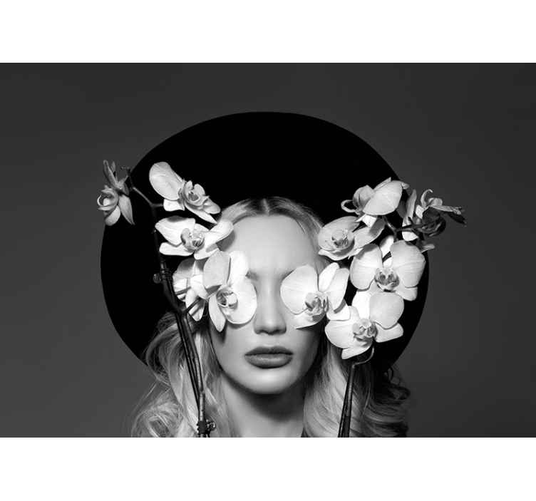 Mulher com chapéu de flor clássico arte fotomural de par - TenStickers