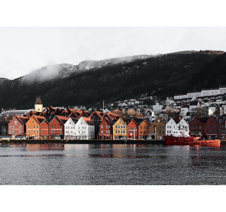 Fotomurais cidades e países Bergen noruega no inverno - TenStickers