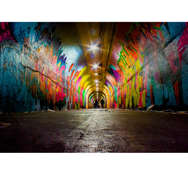 fotomural de parede de arte urbana de grafite em túnel - TenStickers