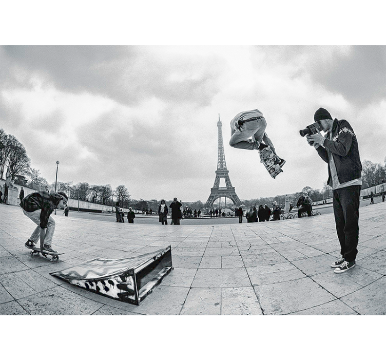 Mural de parede Paris torre eiffel skate - TenStickers