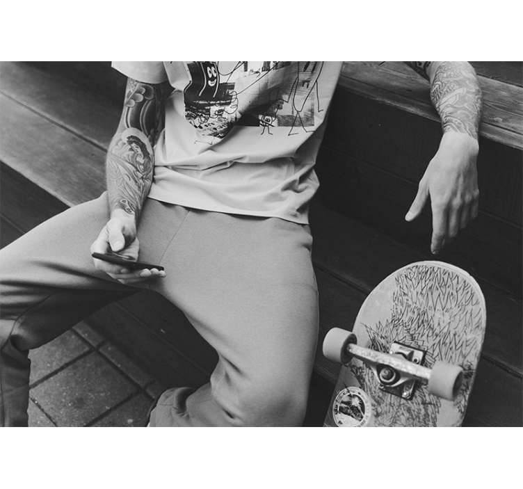 Murais de Parede Skate preto e branco - TenStickers