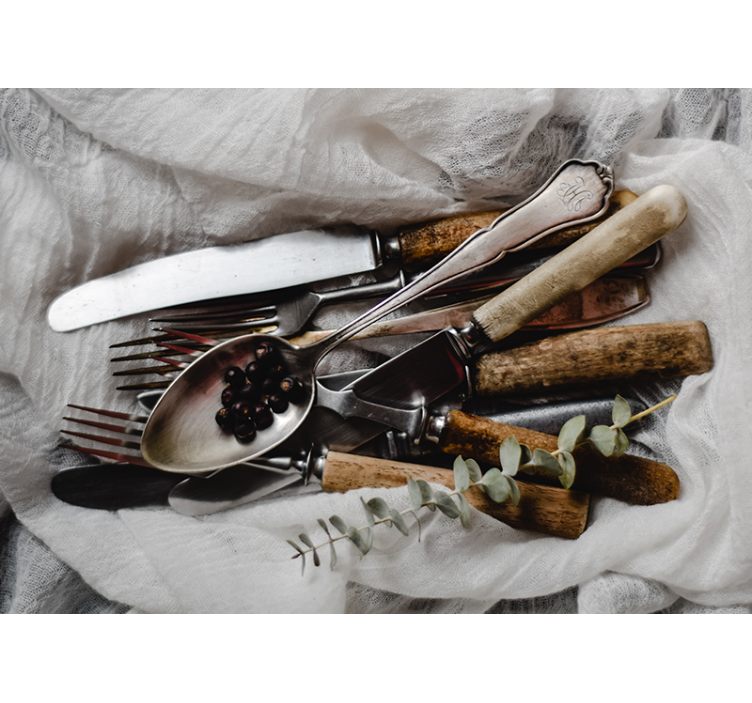 Mural de parede cozinha conjunto de utensílios vintage - TenStickers