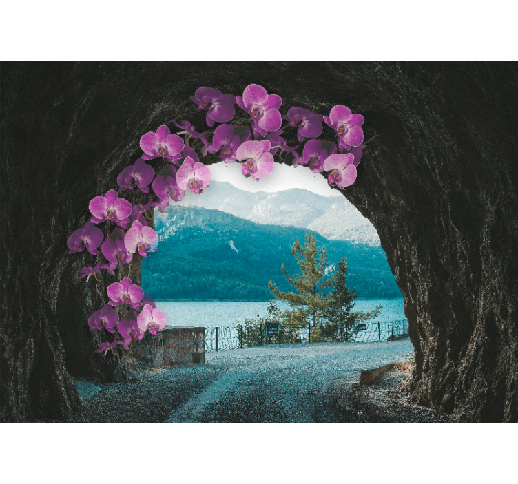 Fotomurais flores orquídeas emoldurando a paisagem - TenStickers