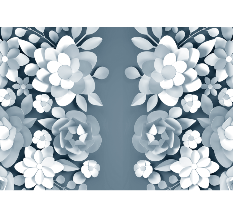 Murais de Parede 3D Fundo cinza com flores - TenStickers