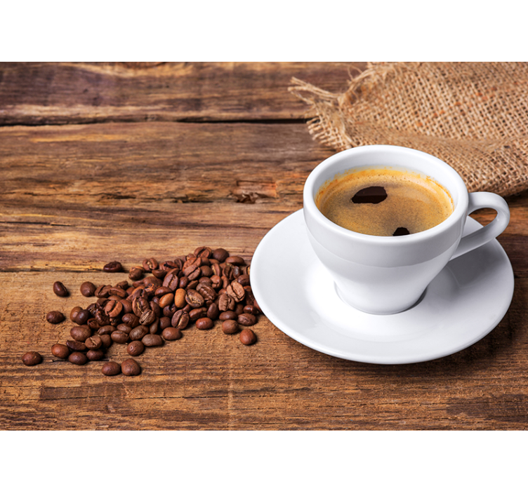 Murais de Parede Café em uma mesa de madeira - TenStickers