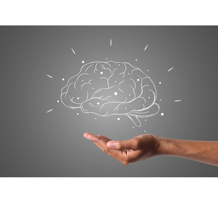 Mural de parede com frases visualização do conceito cerebral - TenStickers