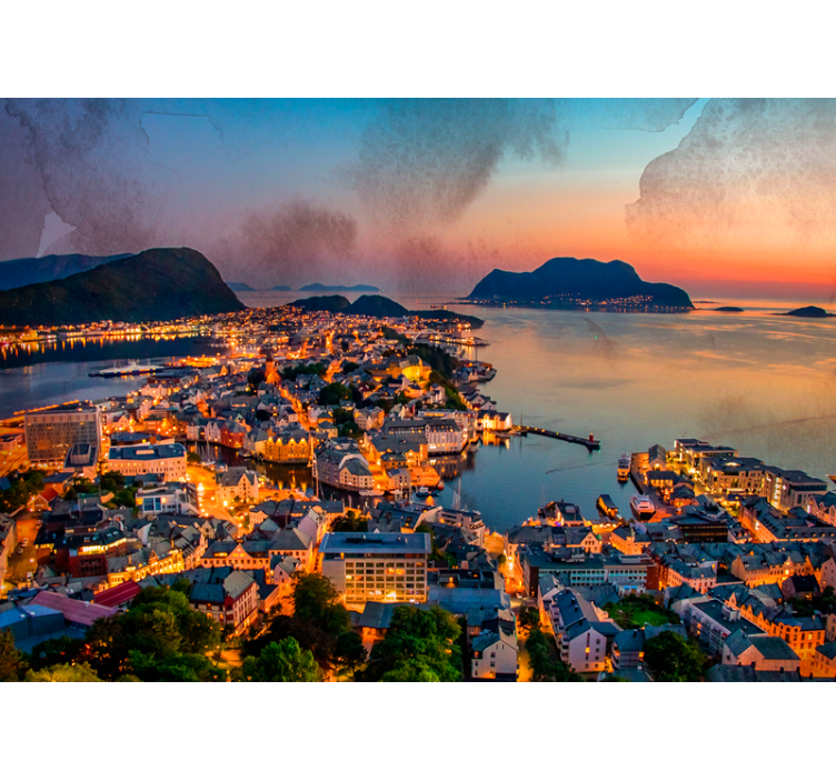 Fotomurais cidades e países vista panorâmica da costa - TenStickers