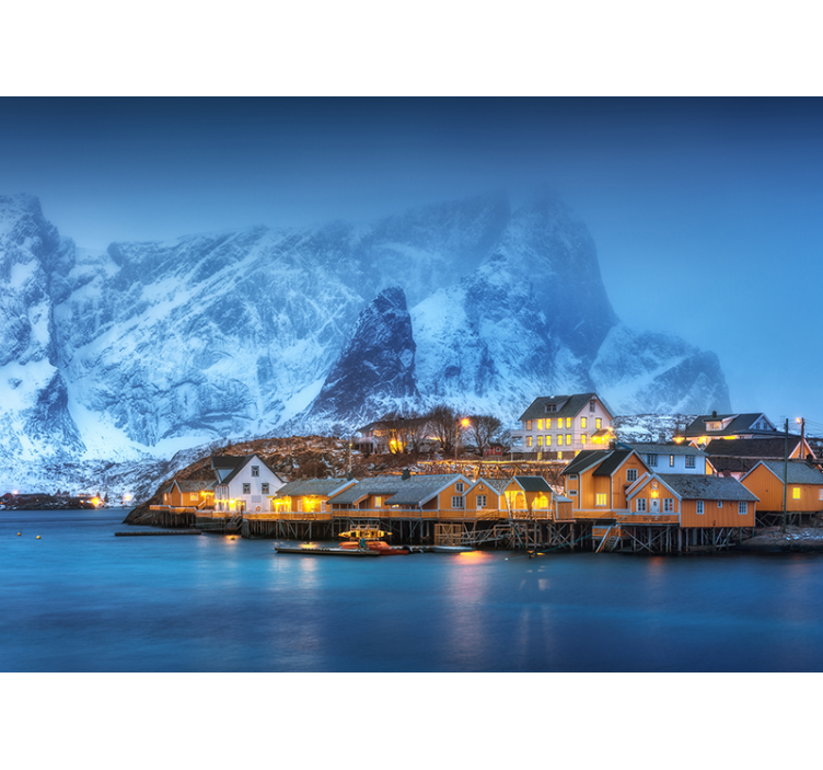 Fotomurais de paisagens Vila de paisagem norueguesa - TenStickers