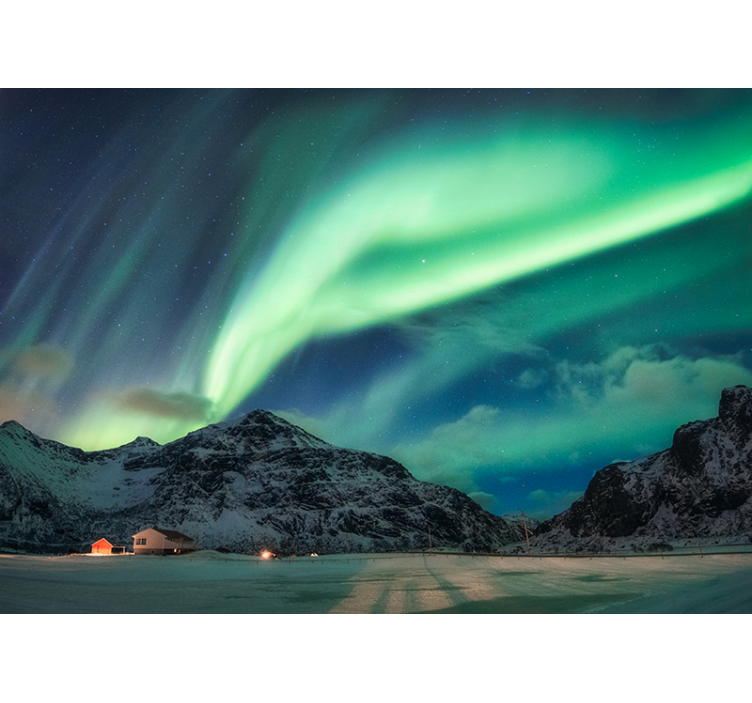 Fotomurais de paisagens Aurora boreal no inverno - TenStickers