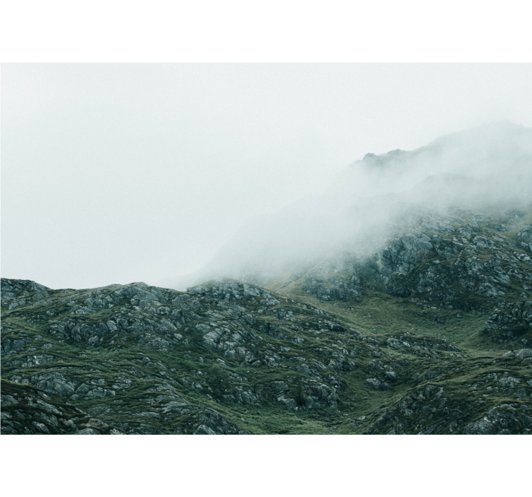 Mural de parede montanha vistas em nevoeiro denso - TenStickers