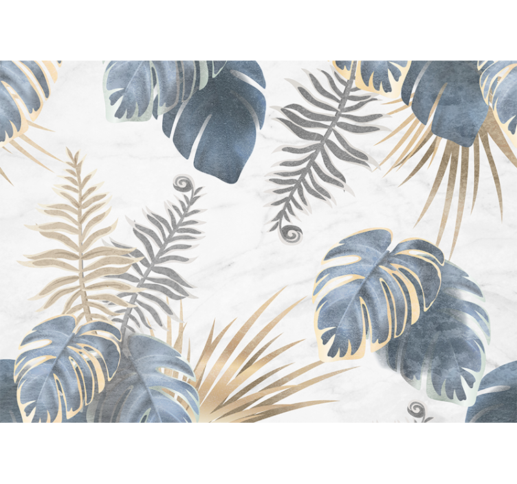 Mural de parede de árvores com padrão natural folhoso - TenStickers