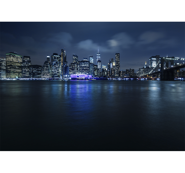 Fotomurais cidades e países Manhattan azul à noite - TenStickers