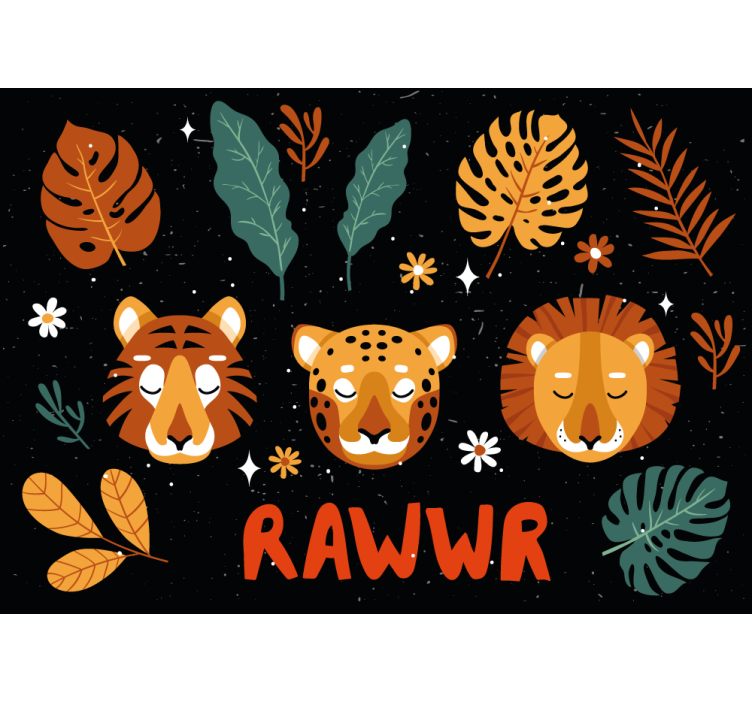 Murais de parede de crianças da selva coloridos felizes - TenStickers