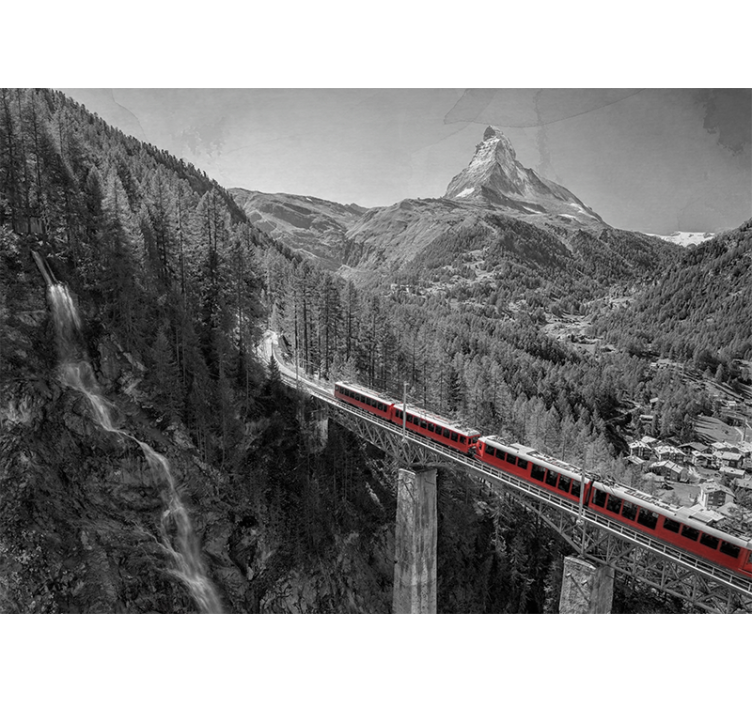 Fotomurais cidades e países trem charmoso na montanha - TenStickers