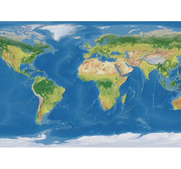 Murais de Parede 3D Mapa-múndi geográfico realista - TenStickers