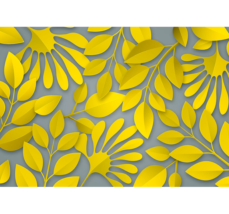 Mural de parede natureza com padrões de folhas vibrantes - TenStickers