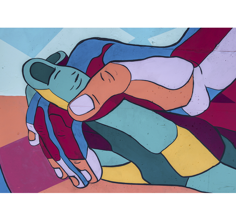 Mural de parede amor abraço colorido das mãos - TenStickers