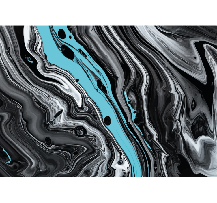 Mural de parede abstrato fluxo preto e aqua - TenStickers