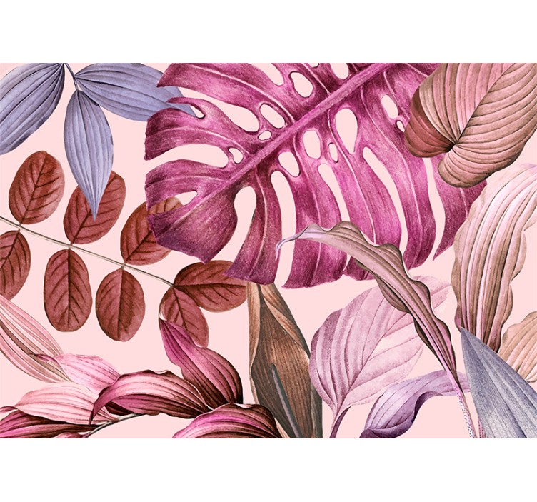 Fotomurais flores folhas tropicais vibrantes - TenStickers