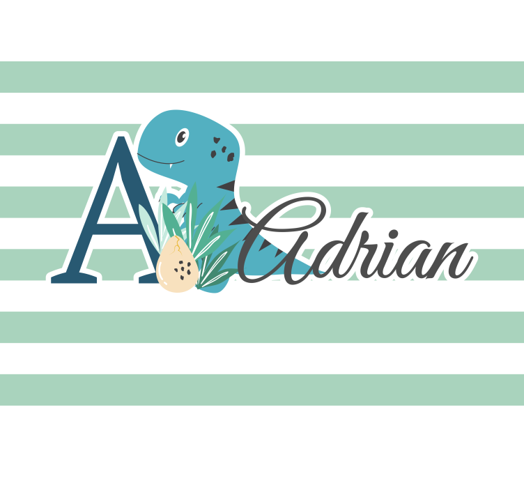 Mural de parede infantil t-rex com inicial e nome - TenStickers