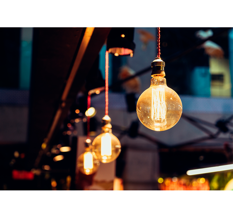 Papel de parede do quarto noturno com lâmpadas redondas - TenStickers