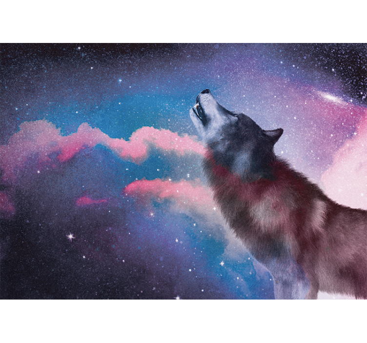 Fotomurais modernos Lobo branco uivando para as estrelas - TenStickers