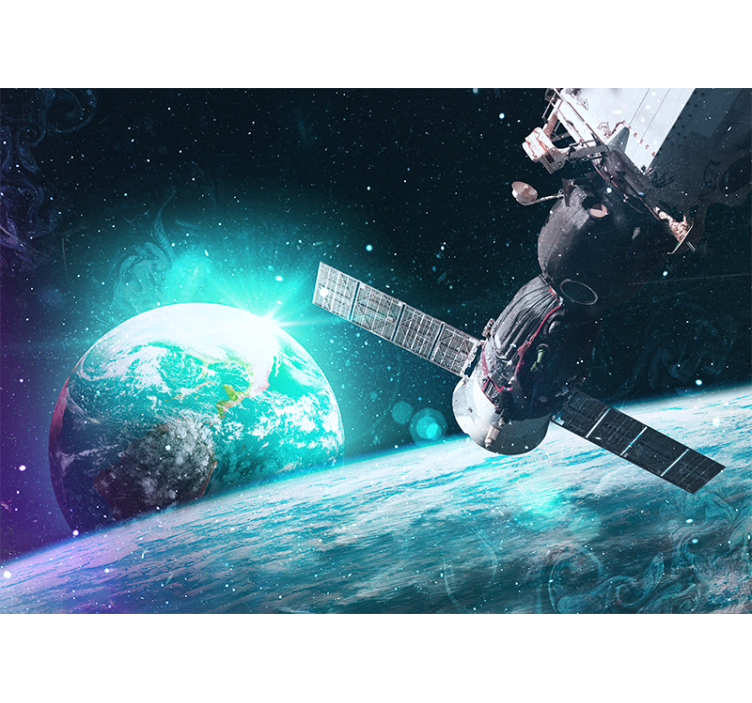 Mural de parede espaço naves espaciais em órbita terrestre - TenStickers